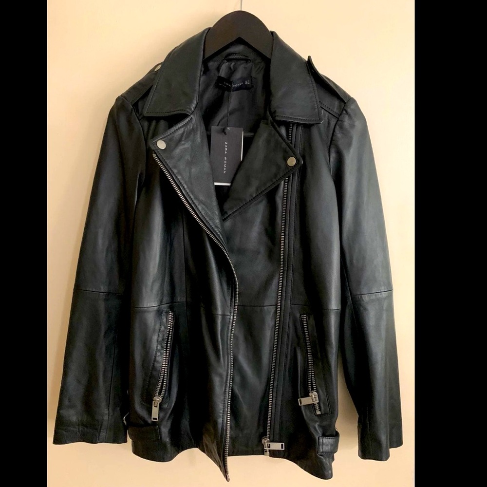 Zara Woman Black Faux Leather Jacket